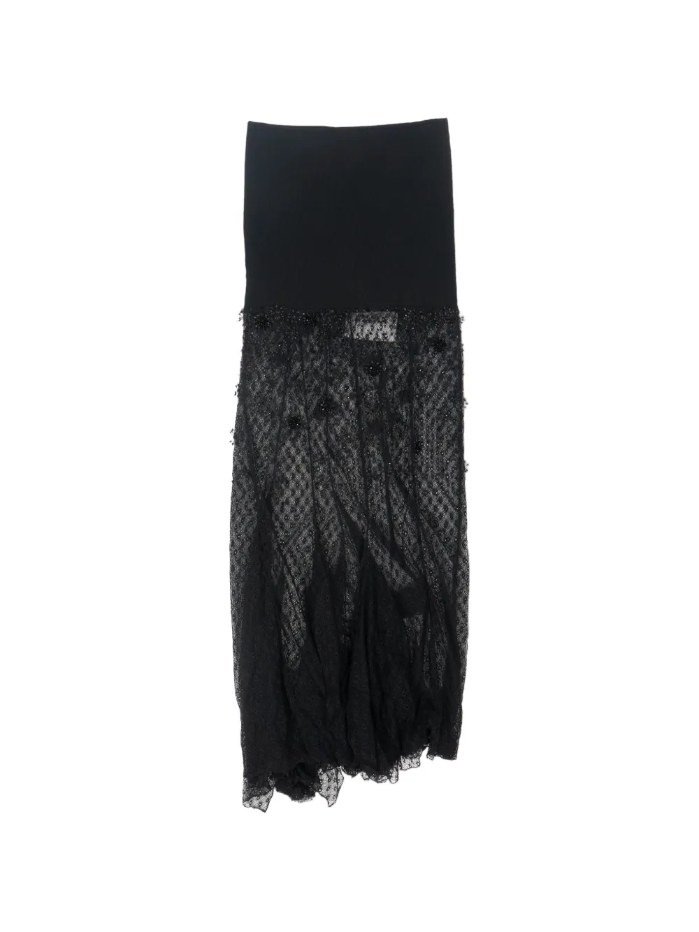 ISABEL MARANT bead-embellished lace-panel maxi skirt - Nero