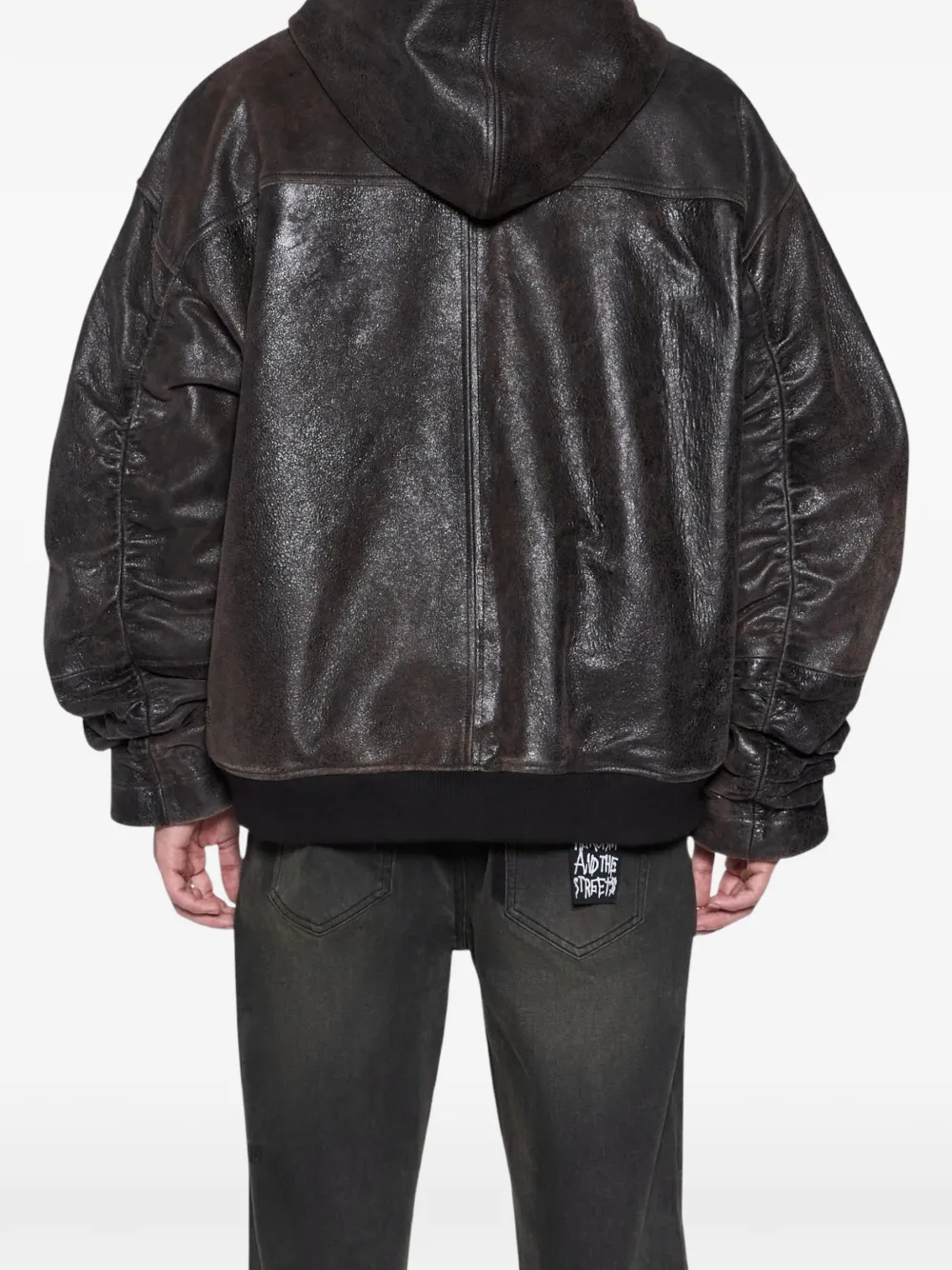 Ksubi Leren jack met capuchon Zwart