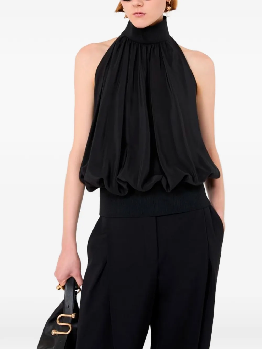 Sportmax Zijden haltertop Zwart