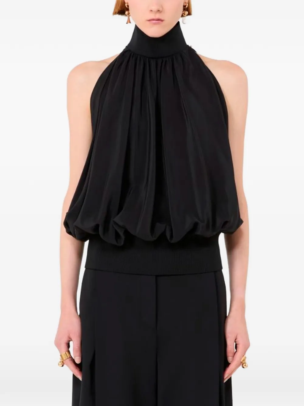 Sportmax Zijden haltertop Zwart