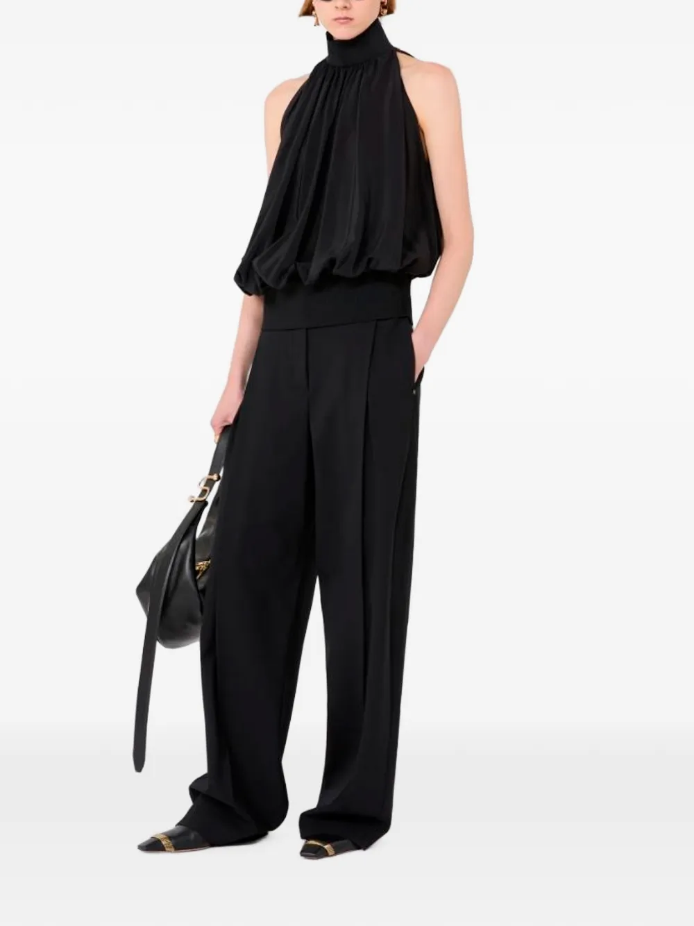 Sportmax Zijden haltertop Zwart