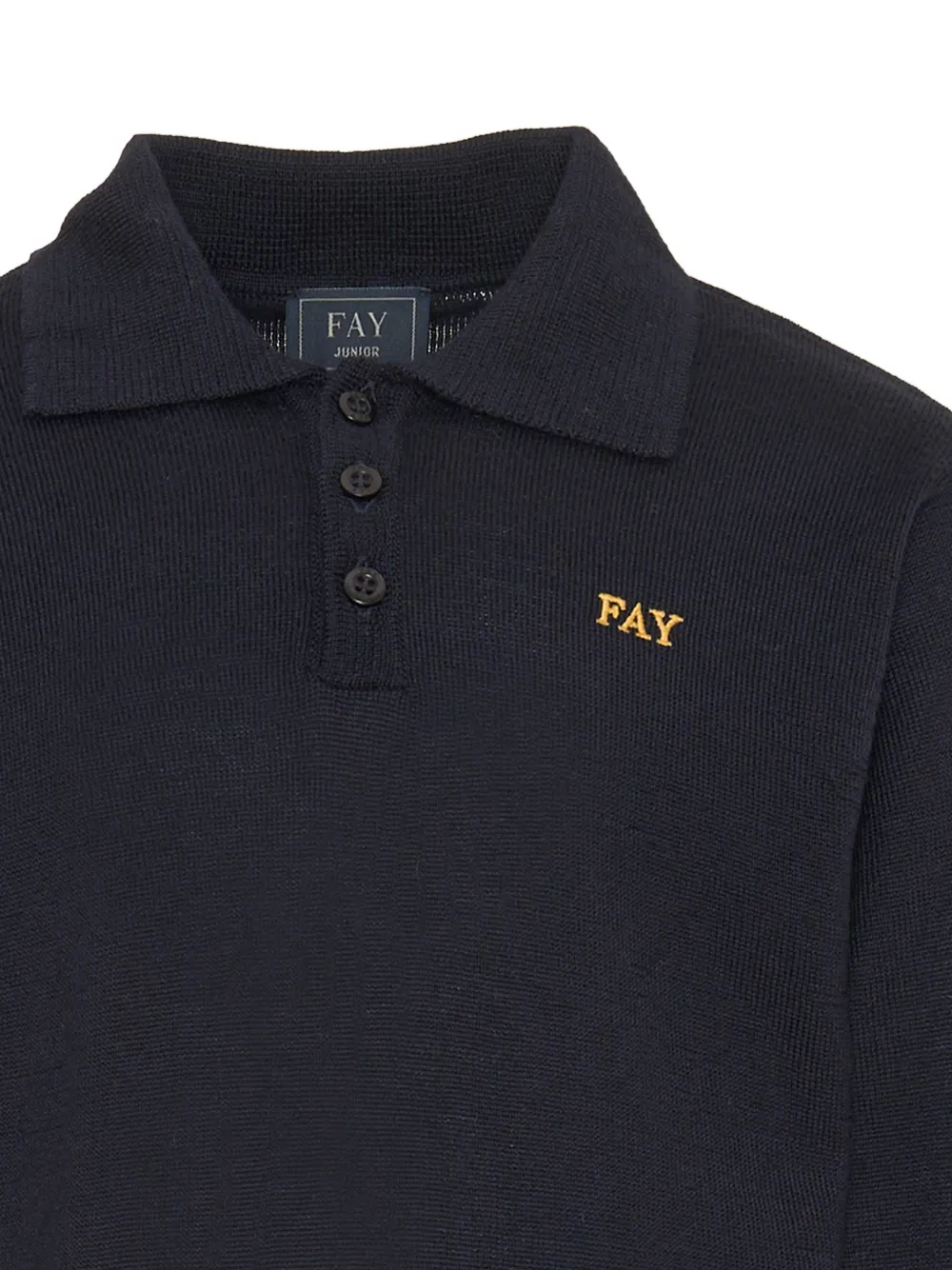 Fay Kids Wollen poloshirt met geborduurd logo Blauw