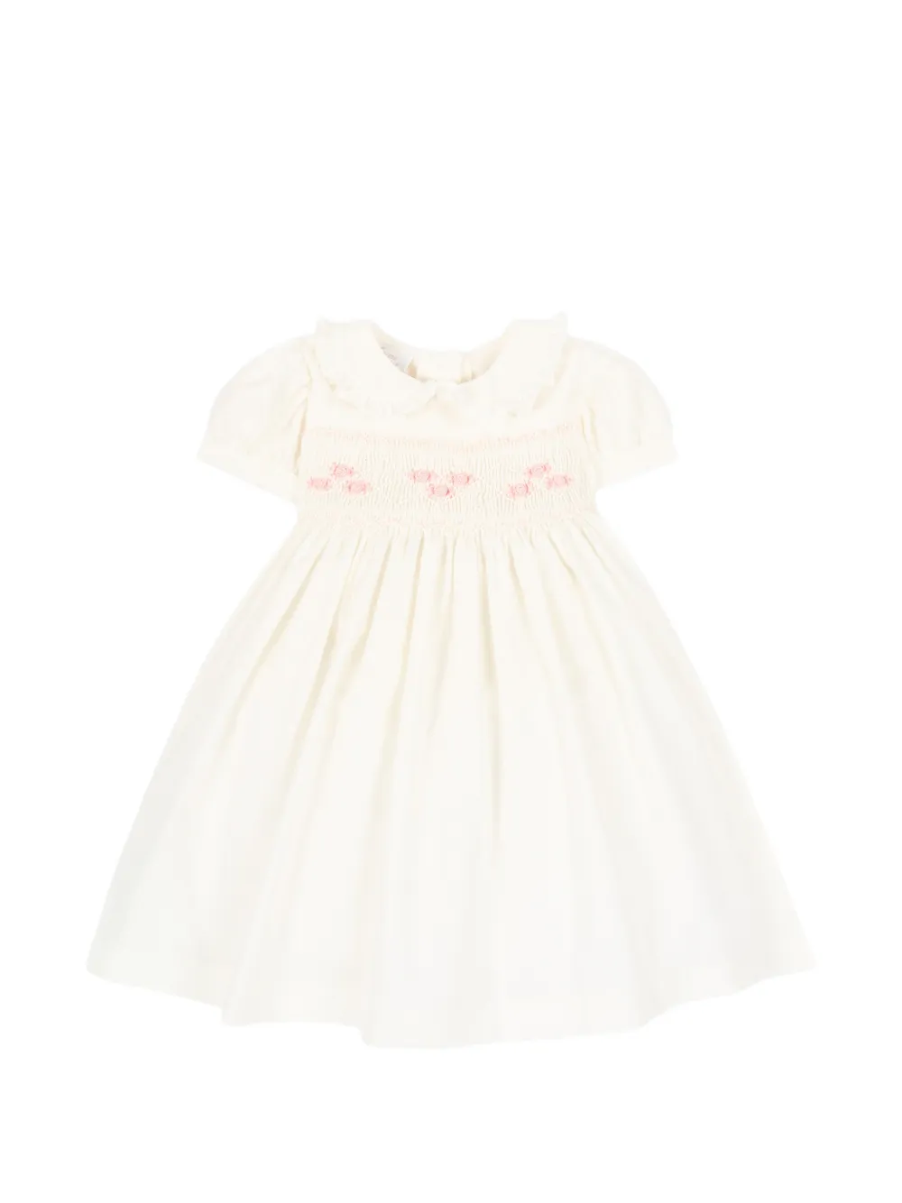 Mariella Ferrari smocked floral-embroidered dress - Blanc
