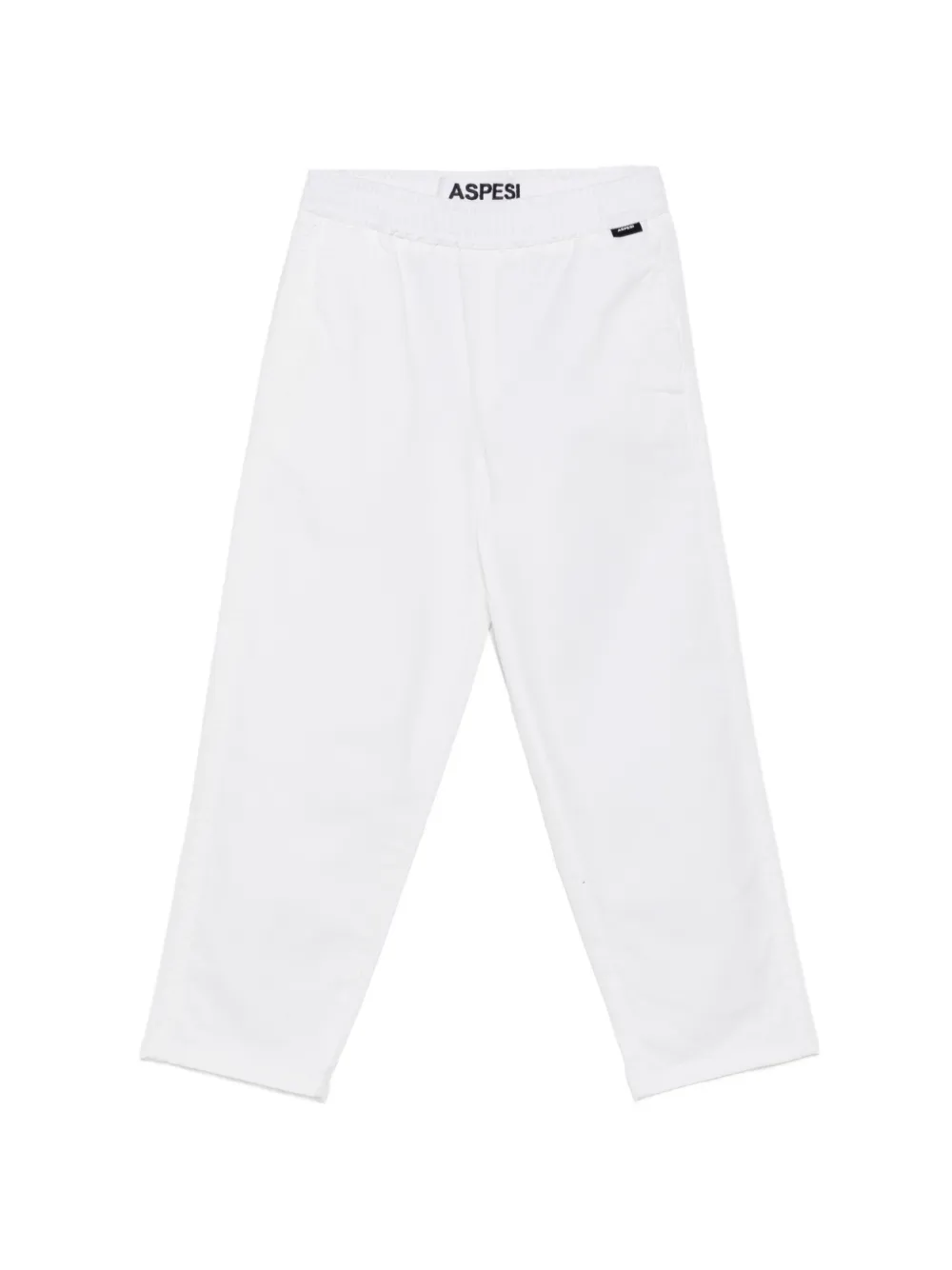 Aspesi Kids logo-patch elasticated-waistband trousers Wit