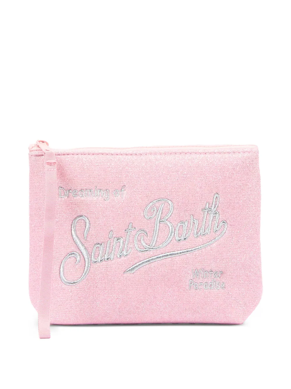 MC2 Saint Barth Aline clutch met glitter-effect en geborduurd logo Roze