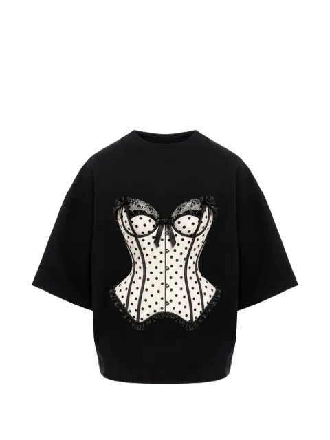 HAMZA polka-dot corset-print T-shirt