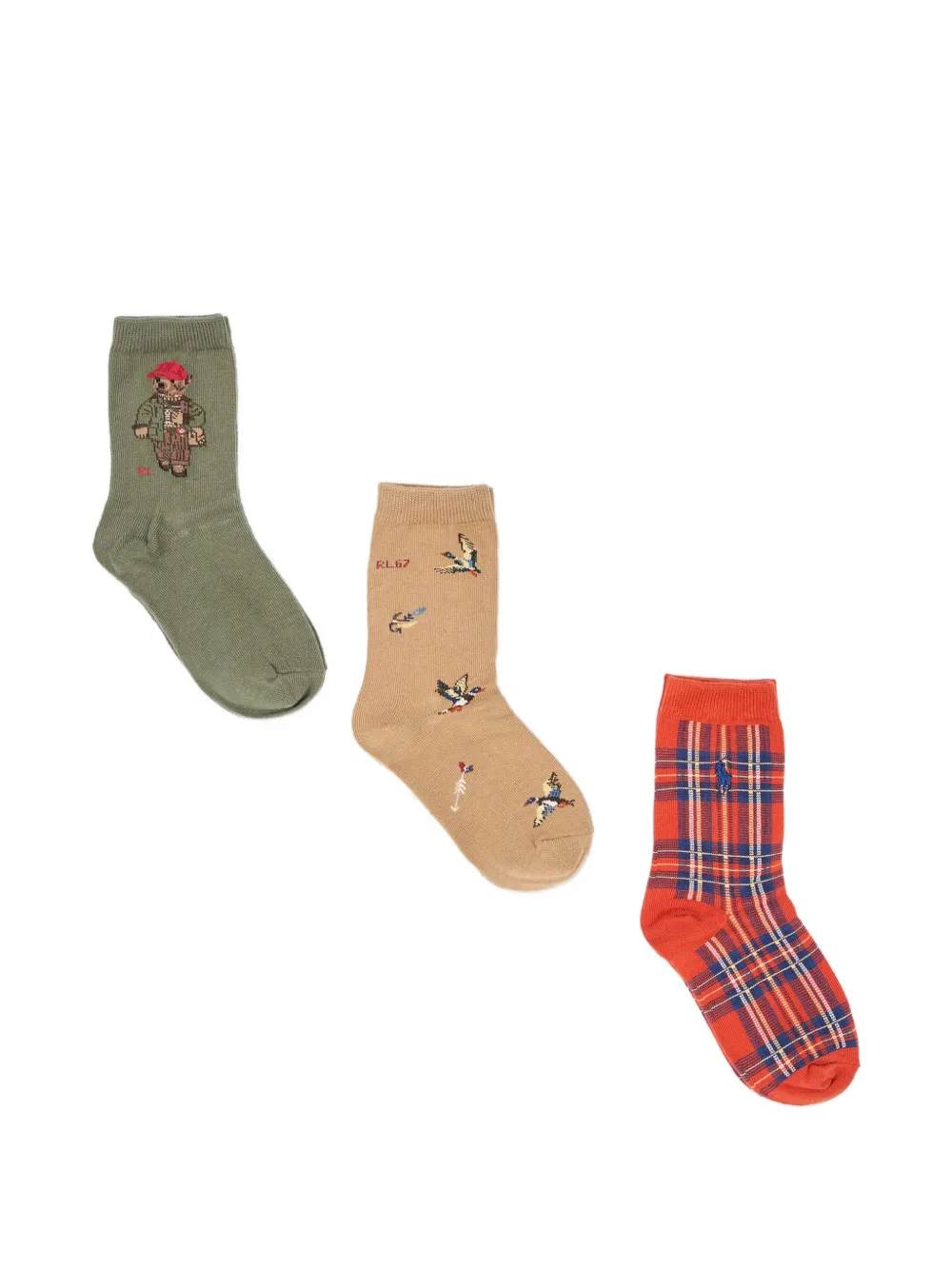 POLO RALPH LAUREN KIDS Polo Bear plaid socks - Rosso