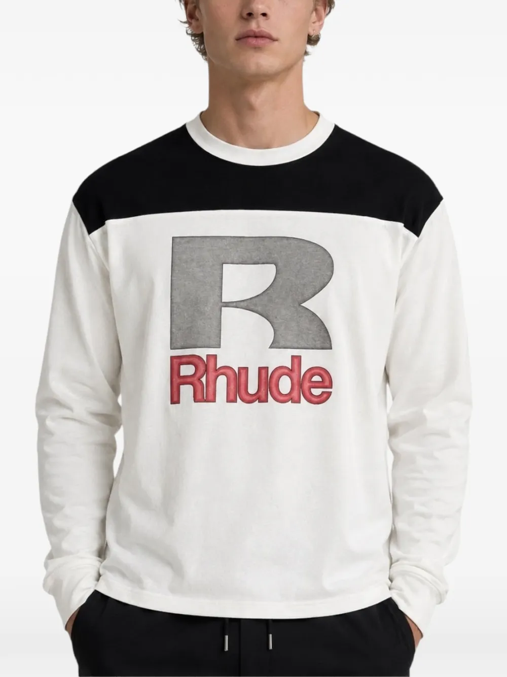 RHUDE Racing Panel T-shirt met lange mouwen Wit