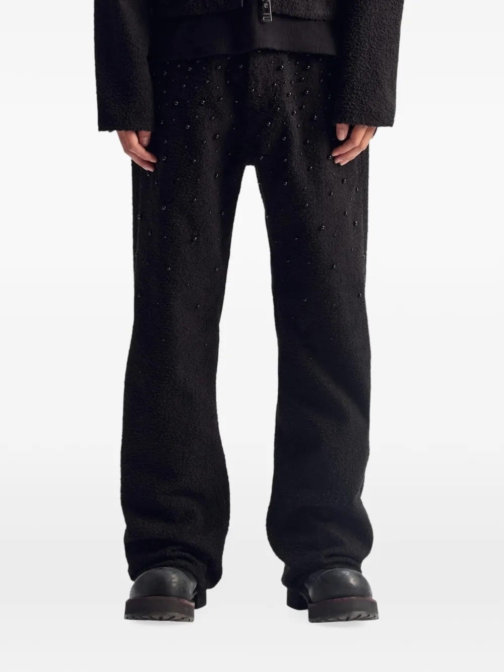 Purple Brand Jeans met textuur en verfraaid met parels Zwart