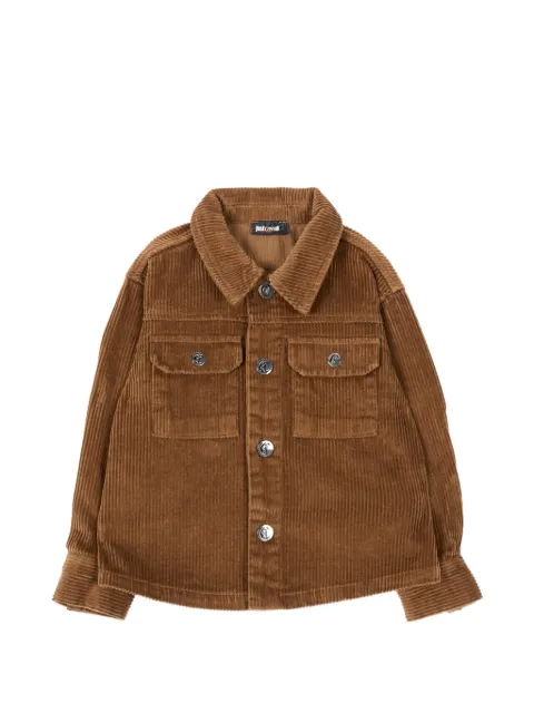 Just Cavalli Kids logo-print corduroy shirt