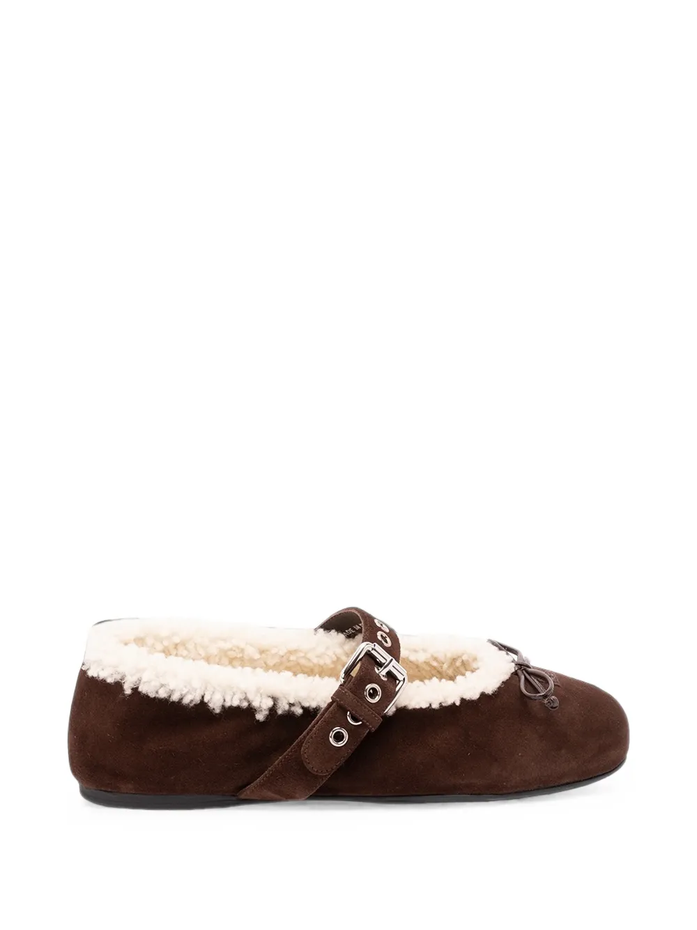 Miu Miu ballerines en daim et peau lainée - Marron Miu Miu ballerines en daim et peau lainée - Marron