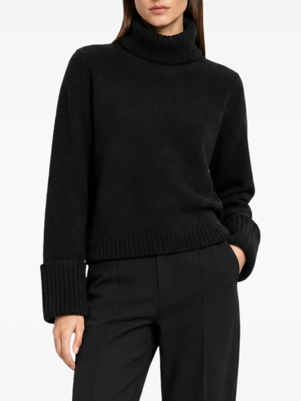 Semicouture Ralphina roll-neck ribbed-cuff sweater Zwart