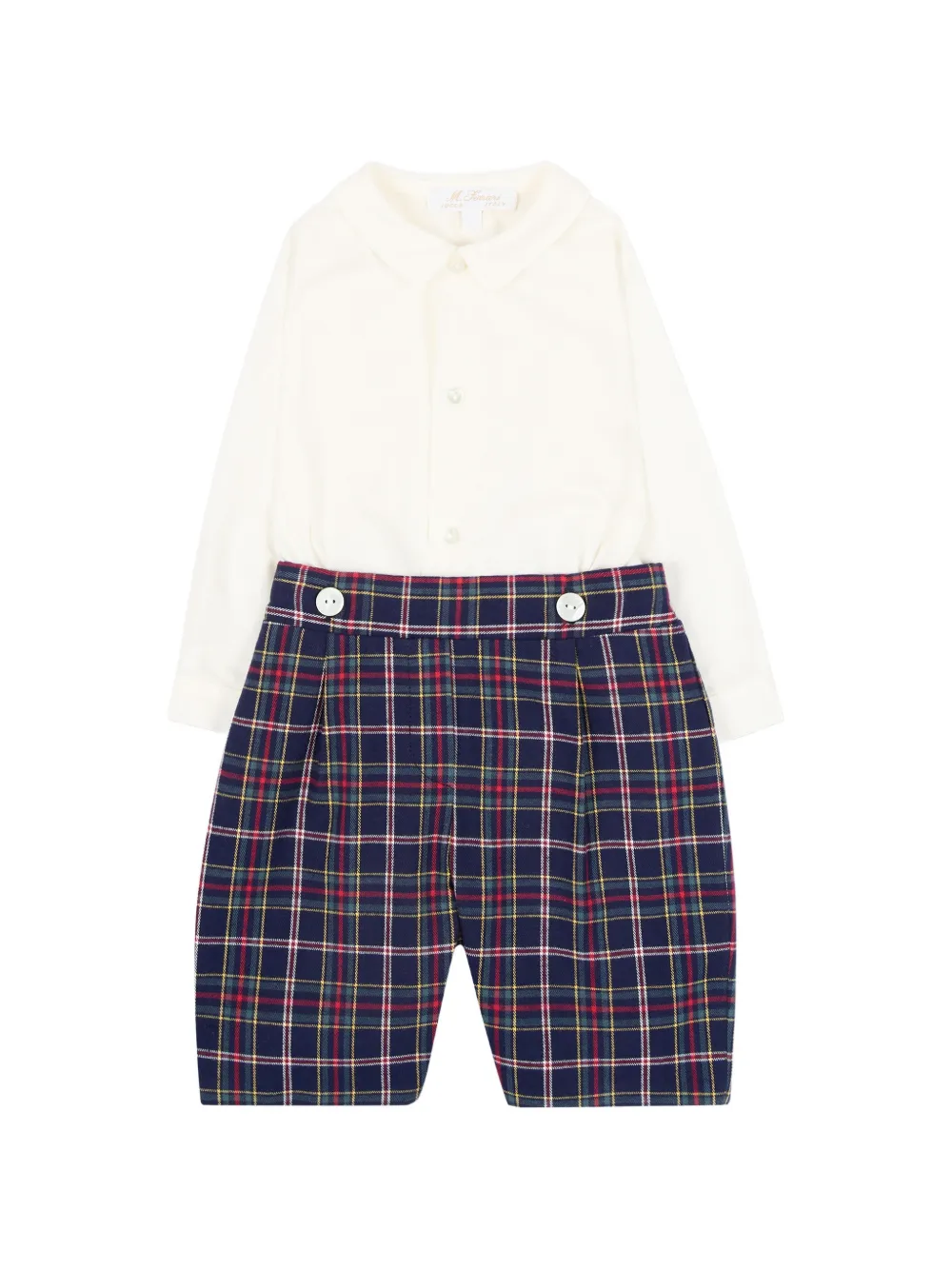 Mariella Ferrari tartan-print pleated trousers set - Weiß