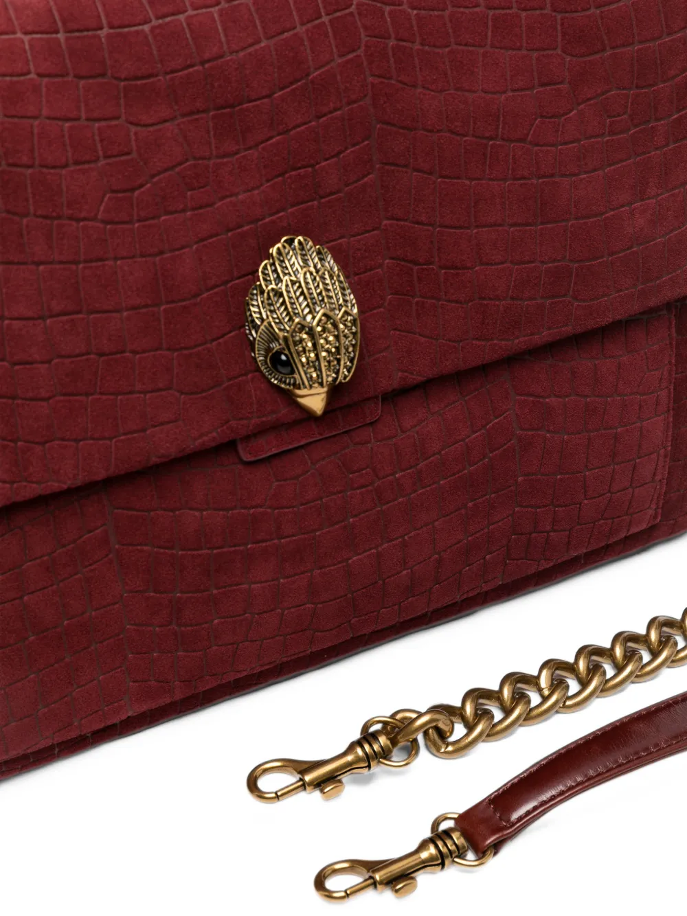 Kurt Geiger London XL Celia schoudertas met krokodillen-reliëf Rood