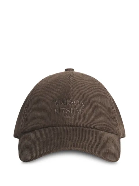 Maison Kitsuné Paris Baseballkappe aus Cord mit Stickerei