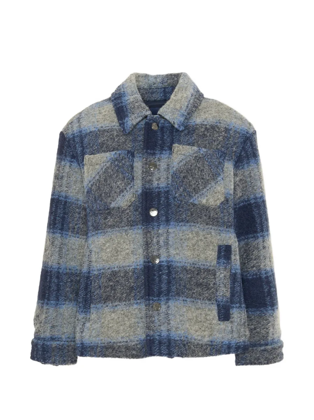 North Sails Kids tartan-check wool-blend jacket - Blu