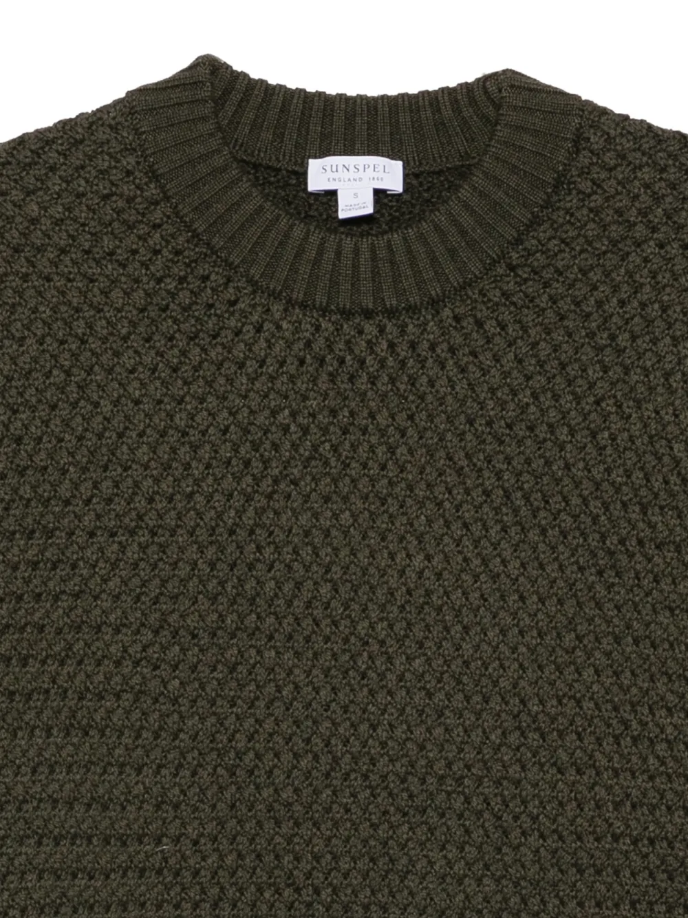 Sunspel waffle-knit merino wool sweater Groen