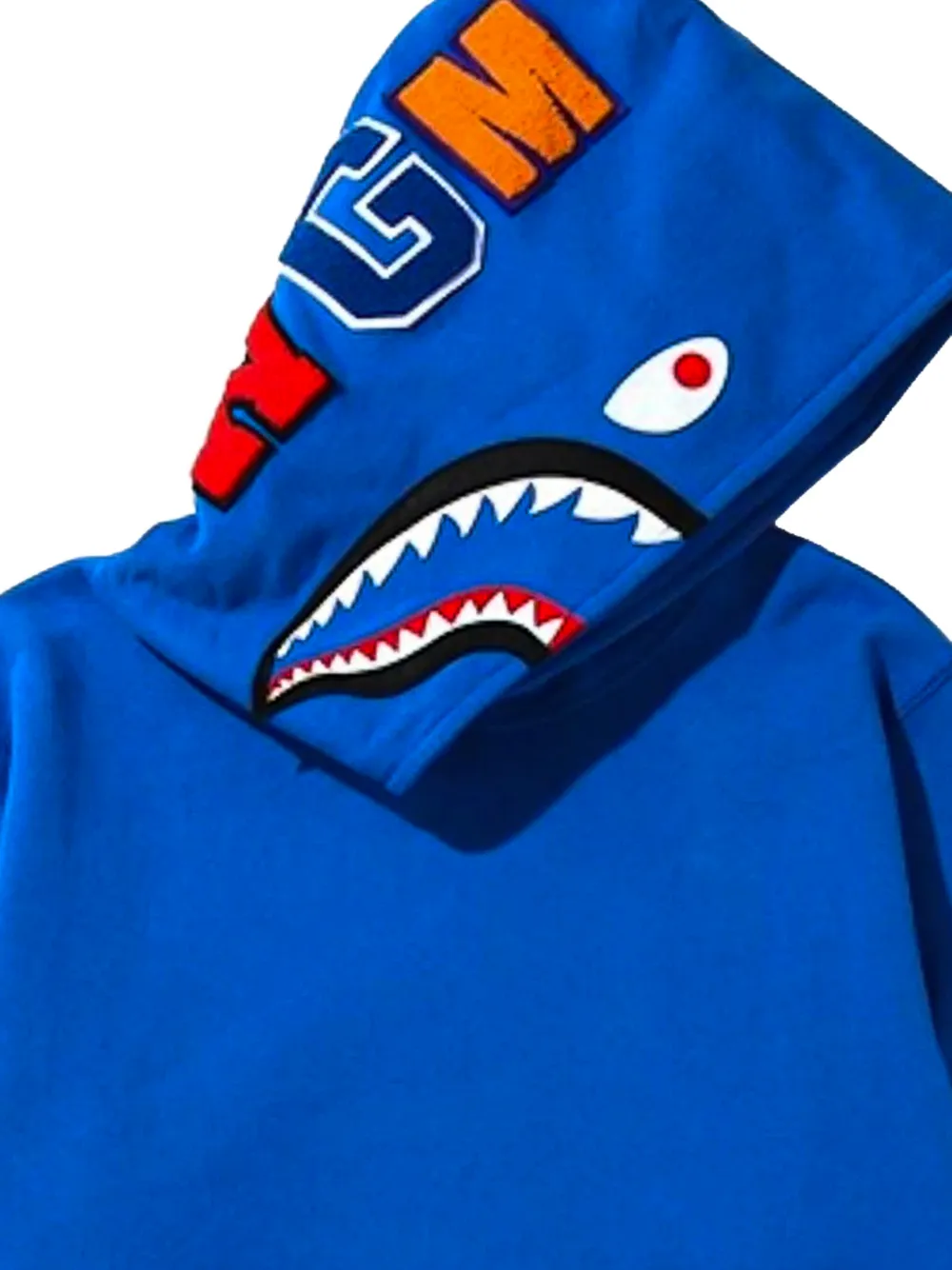 A BATHING APE Shark-print hoodie Blauw