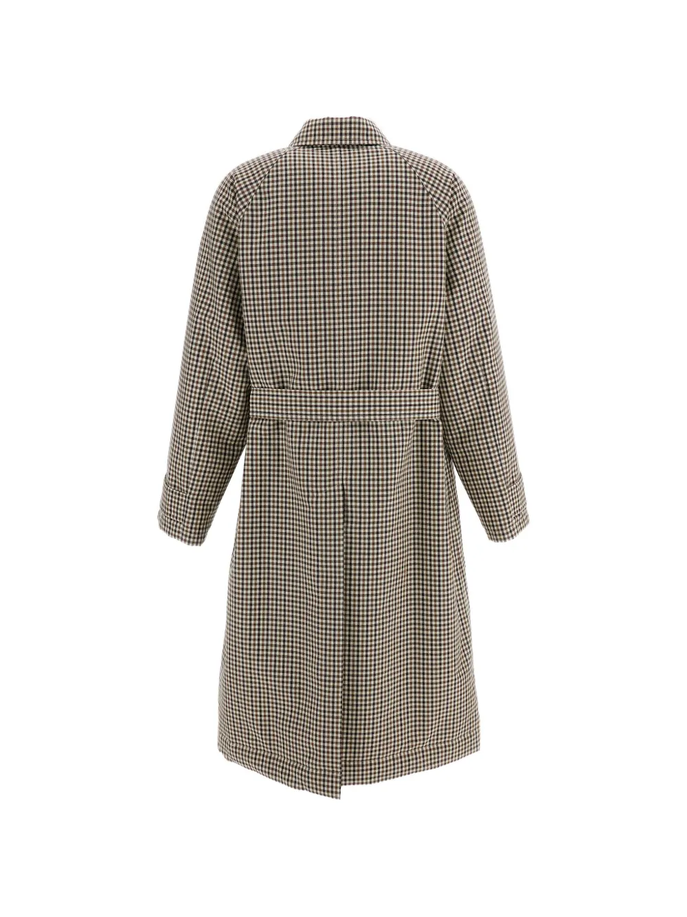 Plan C check-pattern double-breasted coat Bruin