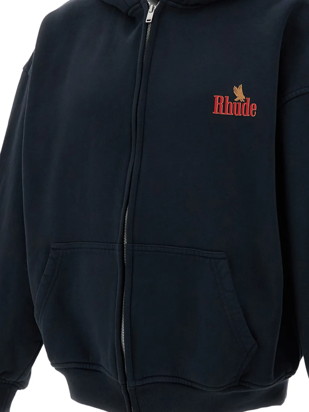 RHUDE graphic-print zip-up hoodie Zwart