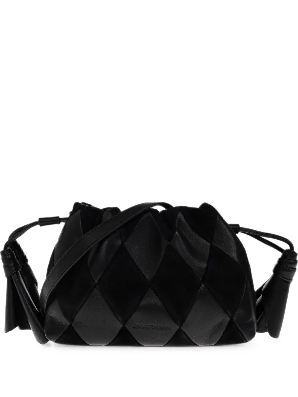 Zimmermann Small Cloud 91 Patchwork Bucket Bag in Black