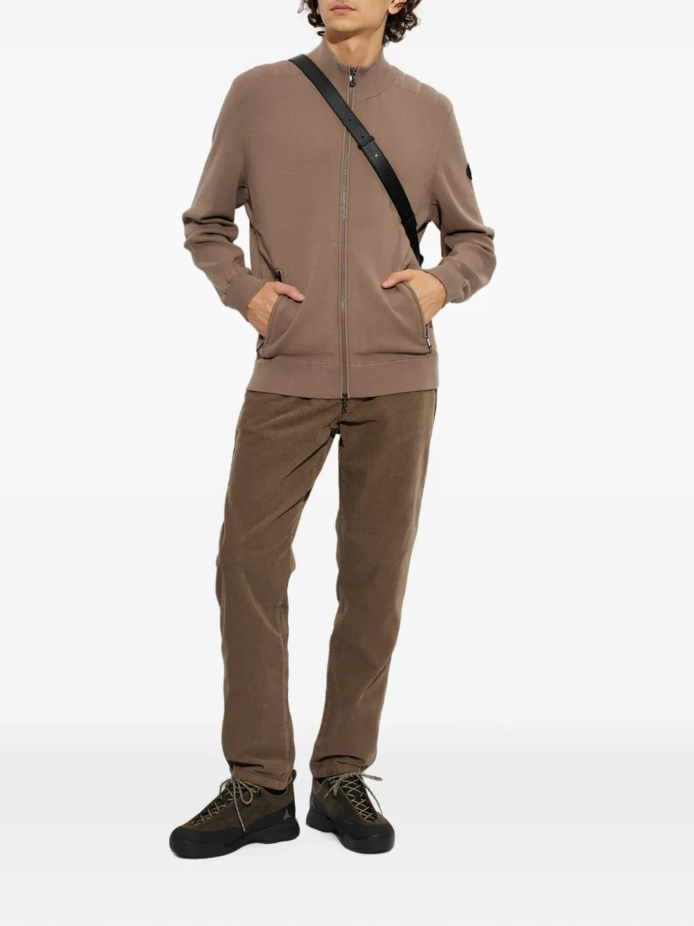BOGNER Zip-up Panelled Sweatshirt in Brown, view 2