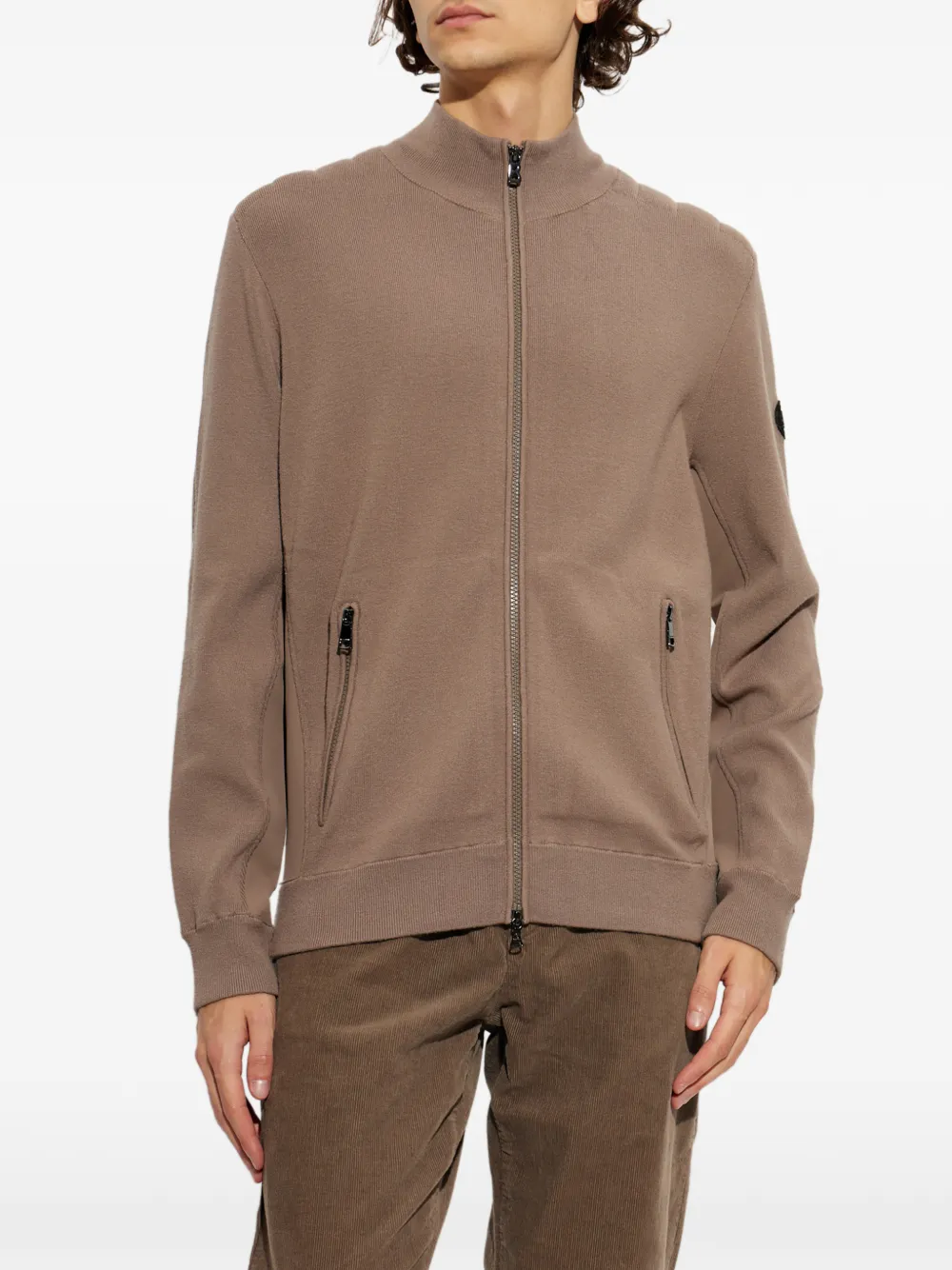 BOGNER Zip-up Panelled Sweatshirt in Brown, view 3