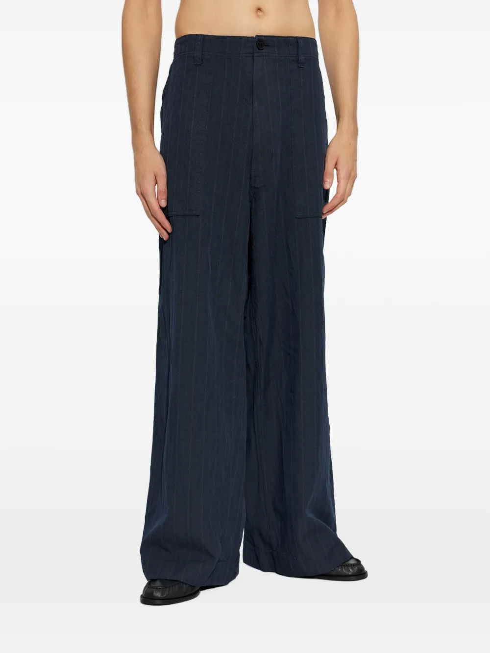 Comme des Garçons Homme Plus Broek met krijtstreep Blauw