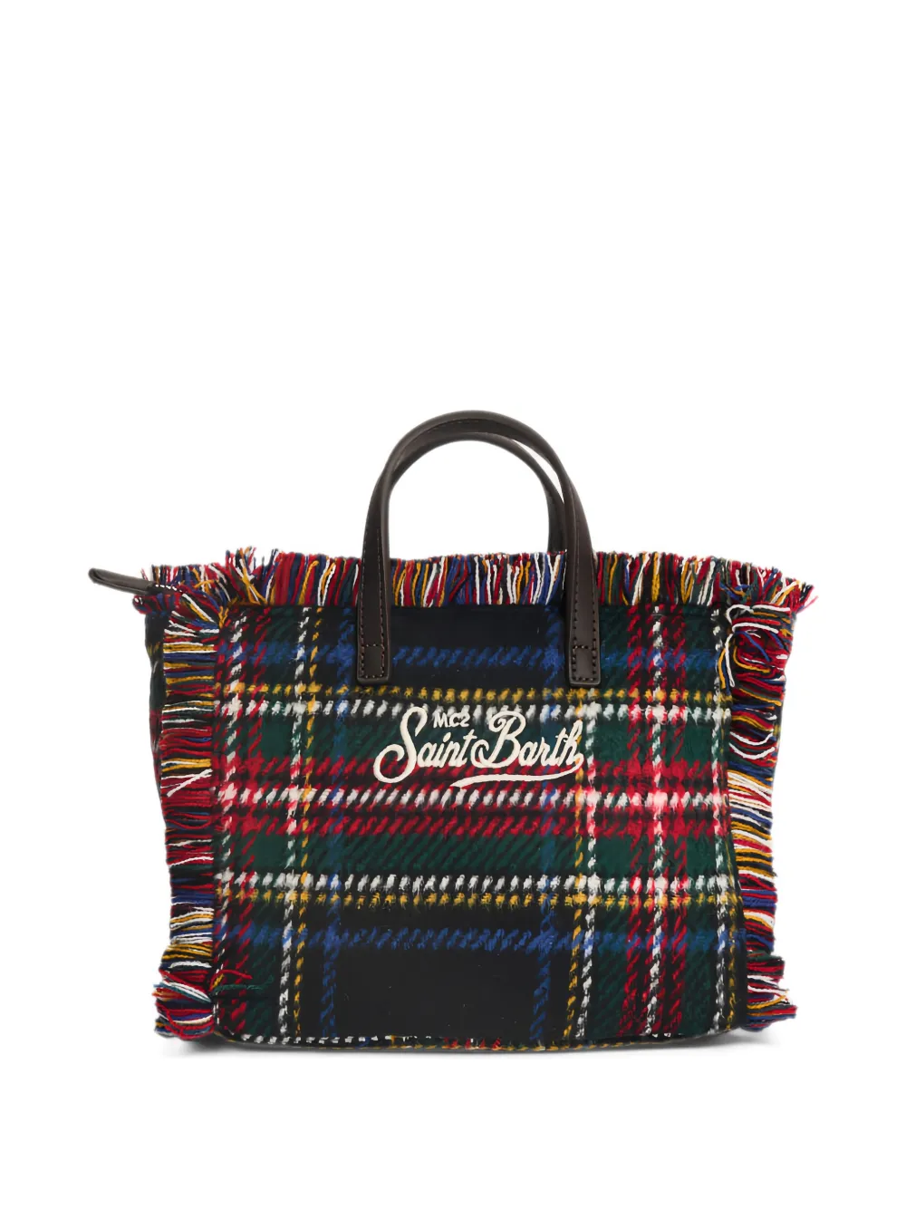 MC2 Saint Barth Vanity Mini tartan fringed tote bag Zwart