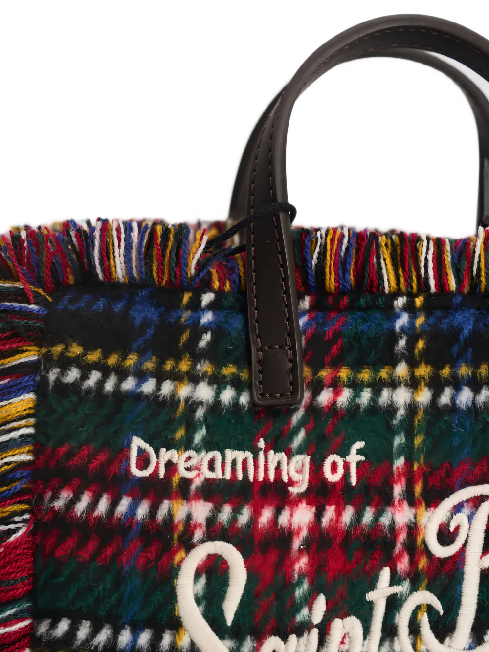 MC2 Saint Barth Vanity Mini tartan fringed tote bag Zwart