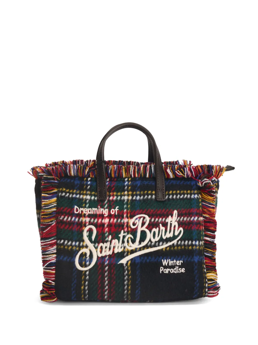 MC2 Saint Barth Vanity Mini tartan fringed tote bag Zwart