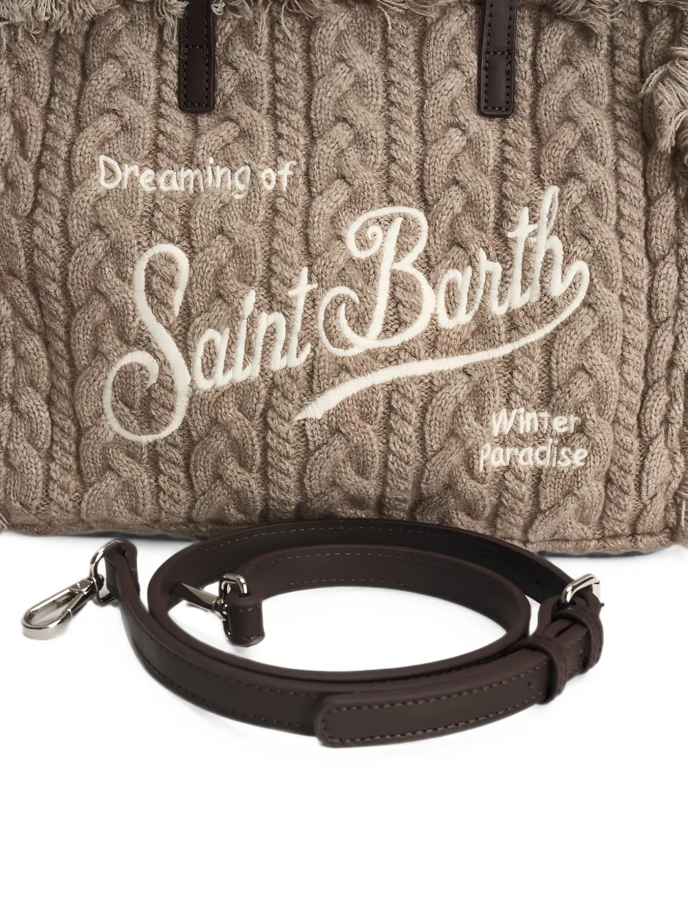 MC2 Saint Barth Colette kabelgebreide shopper Beige
