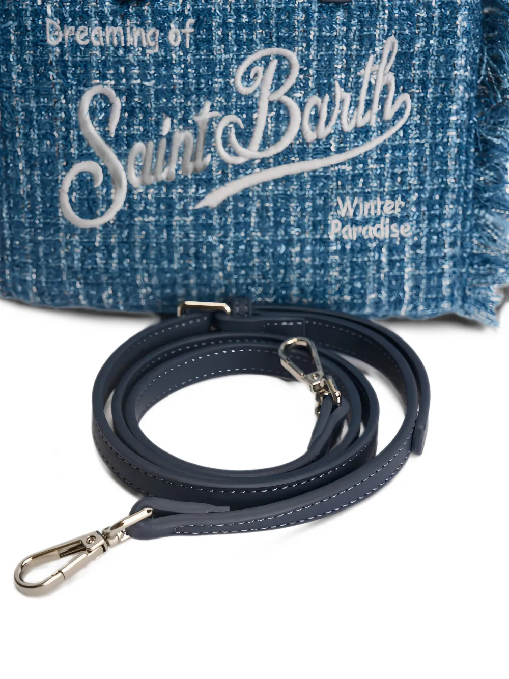 MC2 Saint Barth Vanity Mini frayed tweed tote bag Blauw