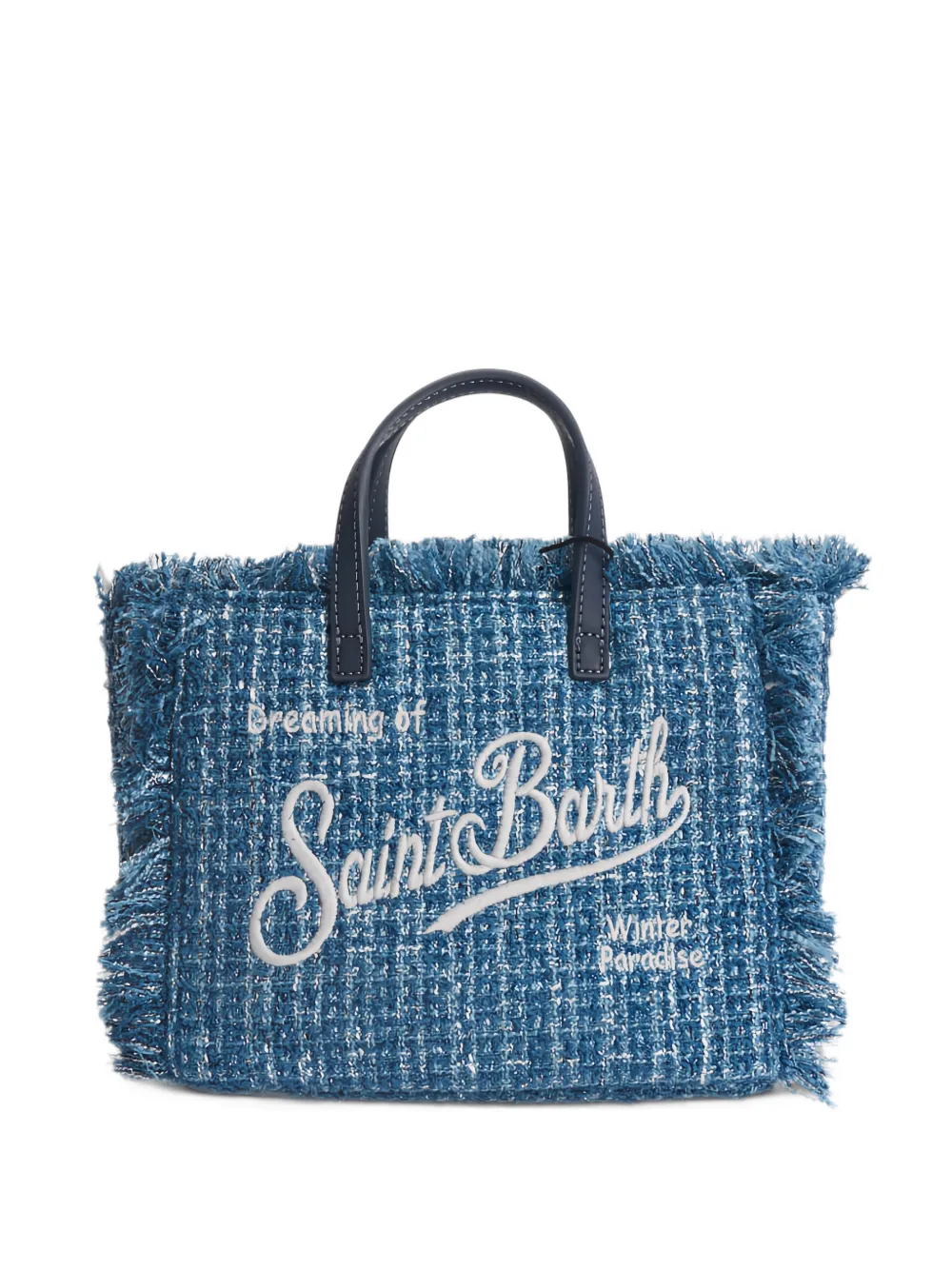 MC2 Saint Barth Vanity Mini frayed tweed tote bag Blauw