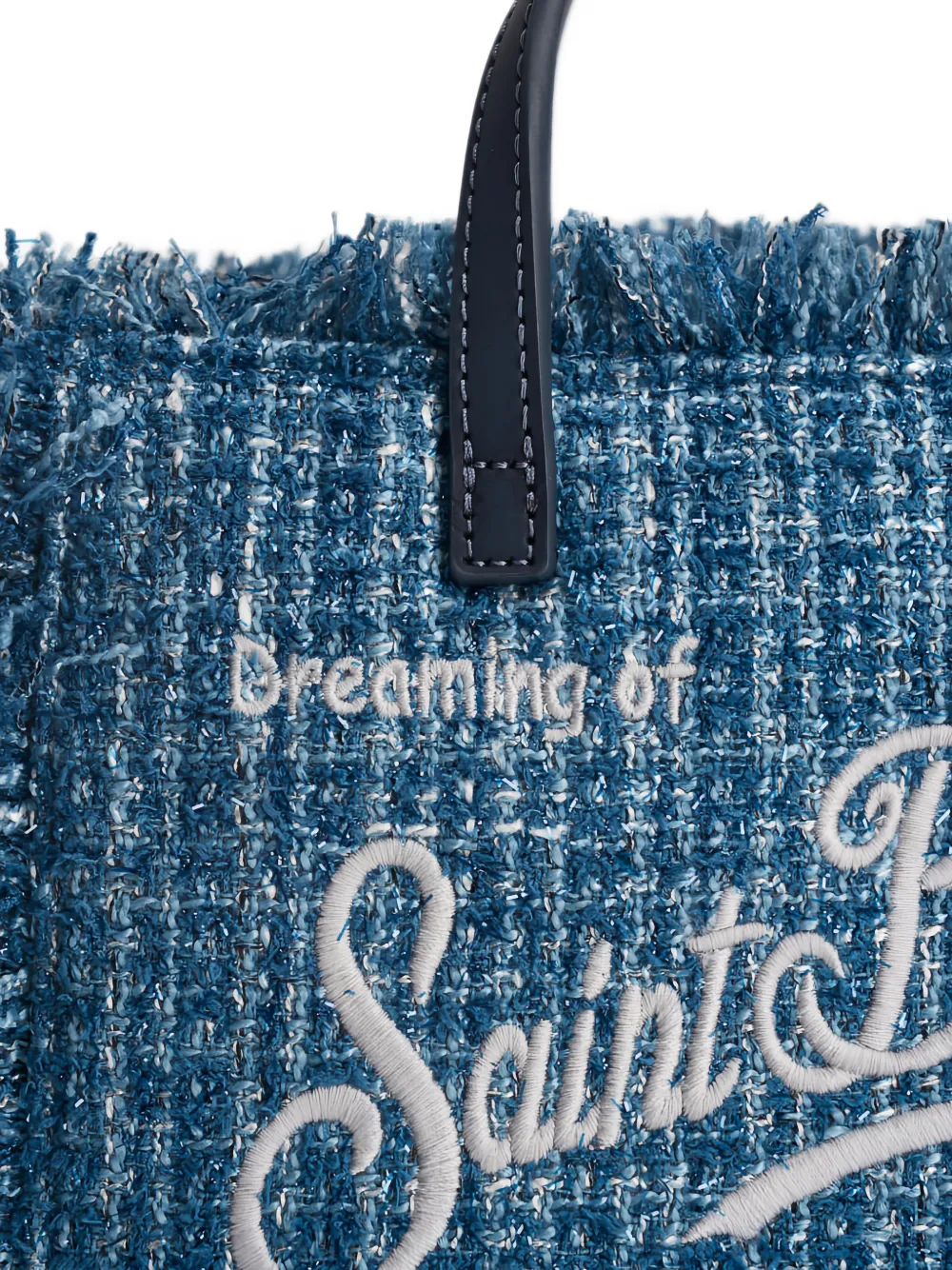 MC2 Saint Barth Vanity Mini frayed tweed tote bag Blauw