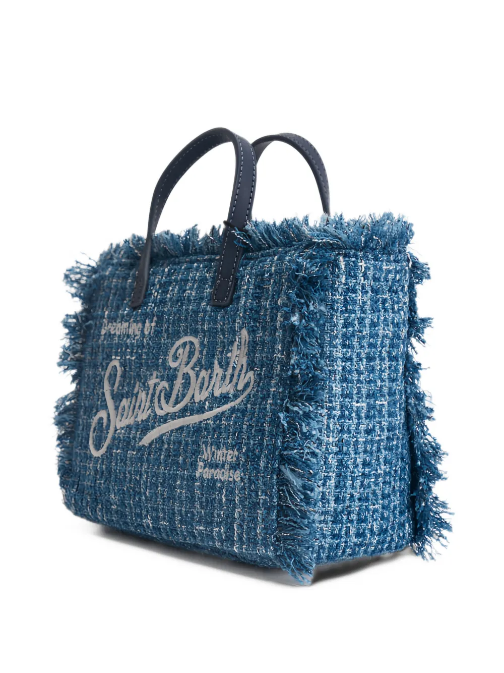 MC2 Saint Barth Vanity Mini frayed tweed tote bag Blauw