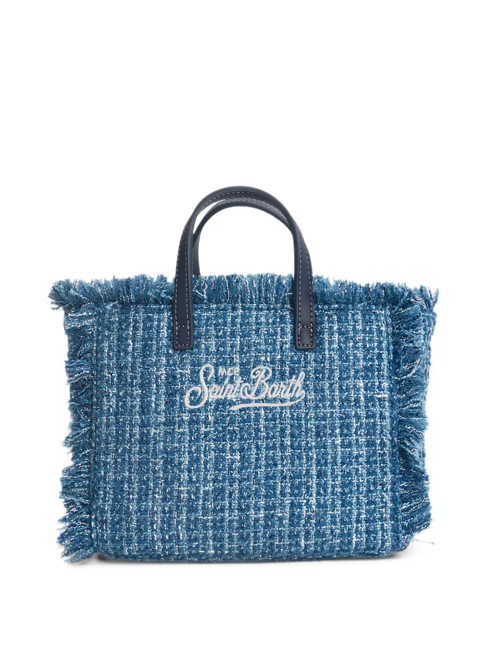 MC2 Saint Barth Vanity Mini frayed tweed tote bag Blauw