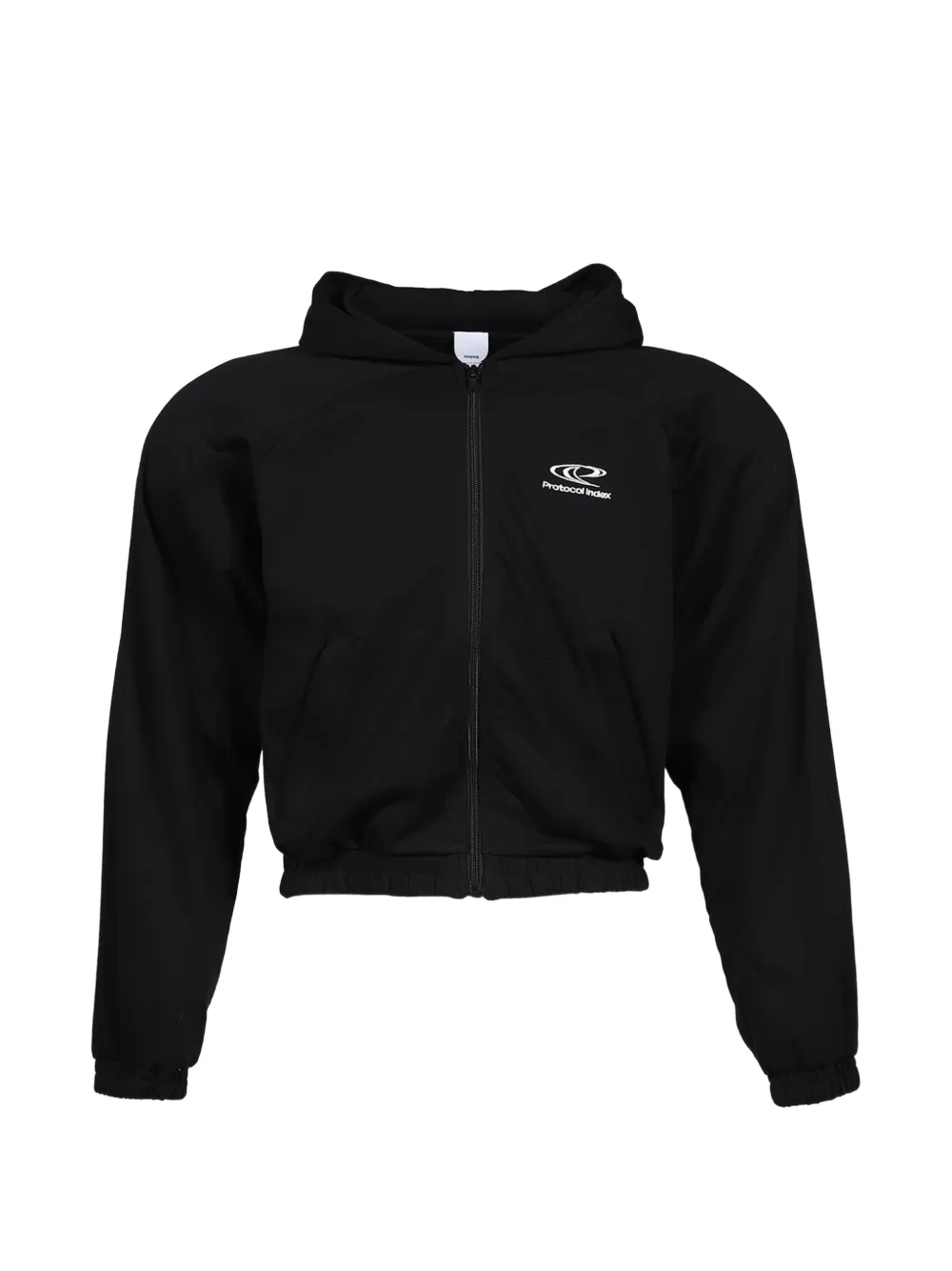 Protocol Index Logo-embroidered Zip-up Hoodie In Black