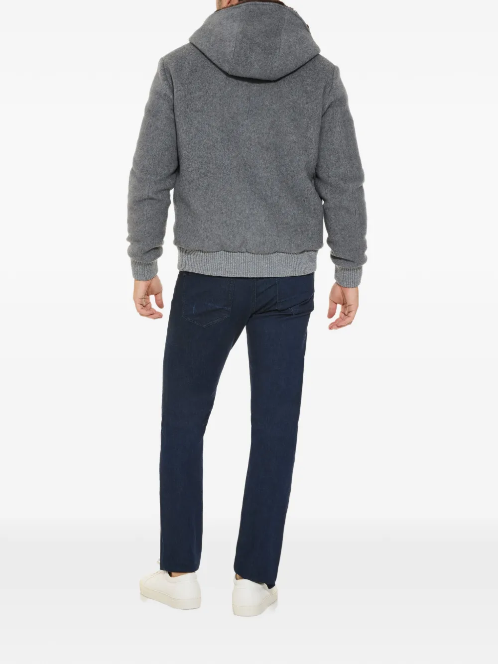 Norwegian Wool faux-fur-lined hooded jacket Grijs