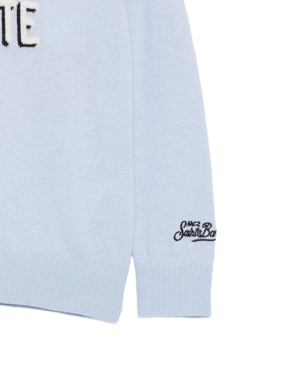 MC2 Saint Barth Kids Douglas slogan-intarsia sweater Blauw