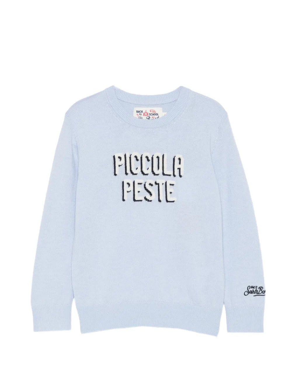MC2 Saint Barth Kids Douglas slogan-intarsia sweater Blauw