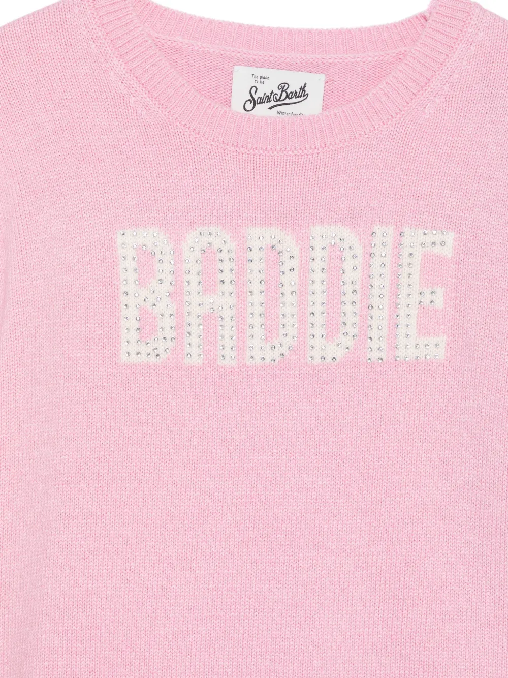 MC2 Saint Barth Kids Princess embellished intarsia-knit sweater Roze