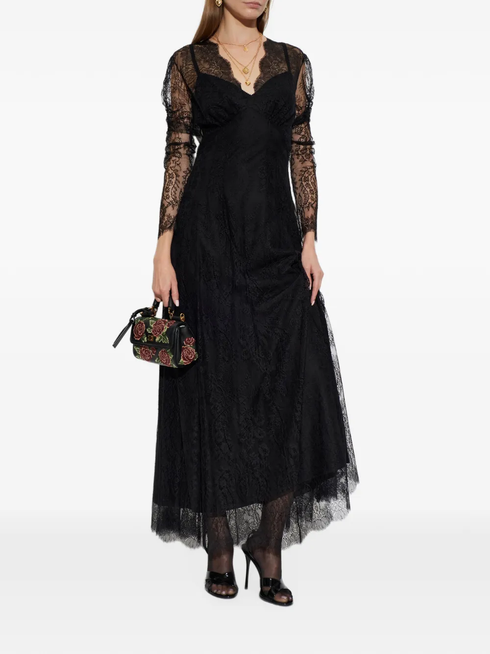Dolce & Gabbana Chantilly kanten jurk Zwart