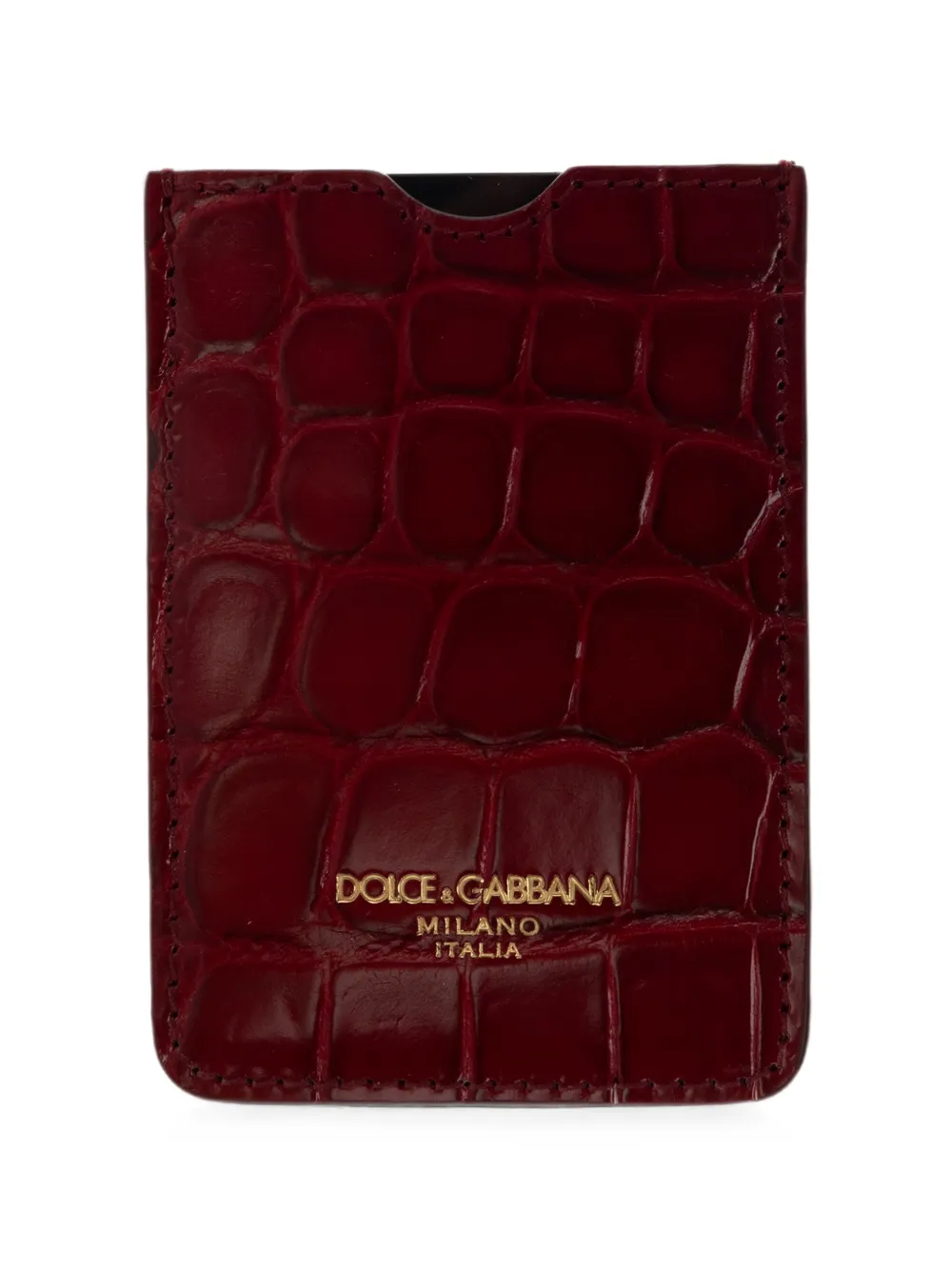 Dolce & Gabbana croc-effect leather card holder - Rosso