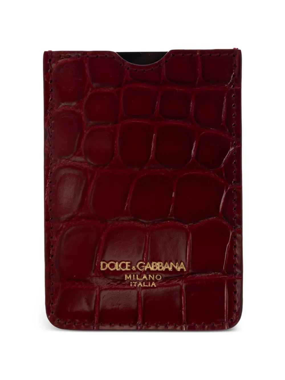 Dolce & Gabbana croc-effect leather card holder - Rosso