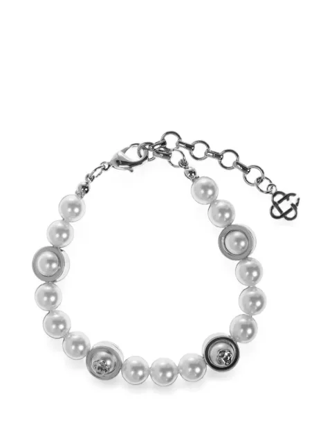Casablanca glass-pearl brass bracelet