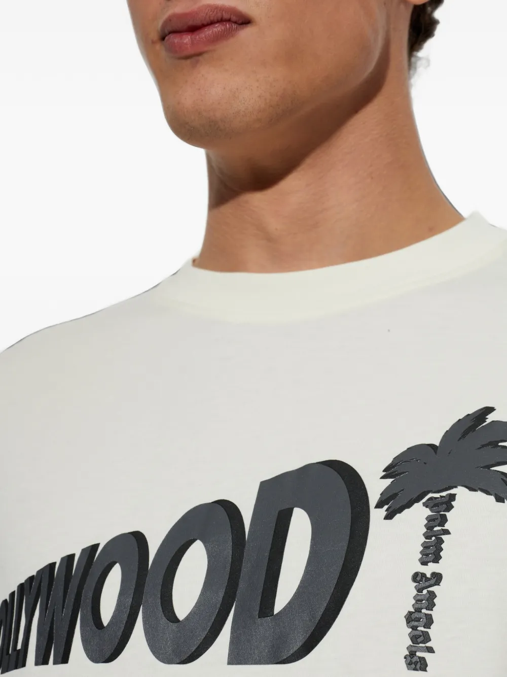 Palm Angels Sunset Blvd Palm Loose T-shirt met logo-print Beige