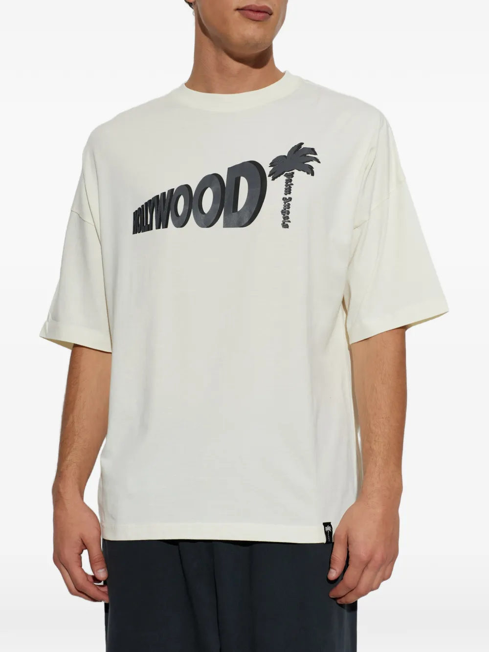 Palm Angels Sunset Blvd Palm Loose T-shirt met logo-print Beige