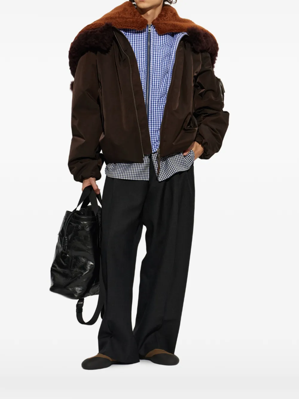 LOEWE Jack met lammy afwerking Bruin