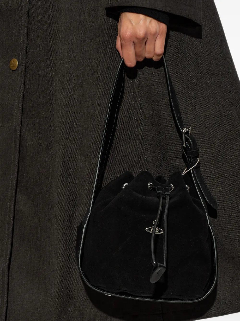 Vivienne Westwood Stacey bucket-tas met leren afwerking Zwart